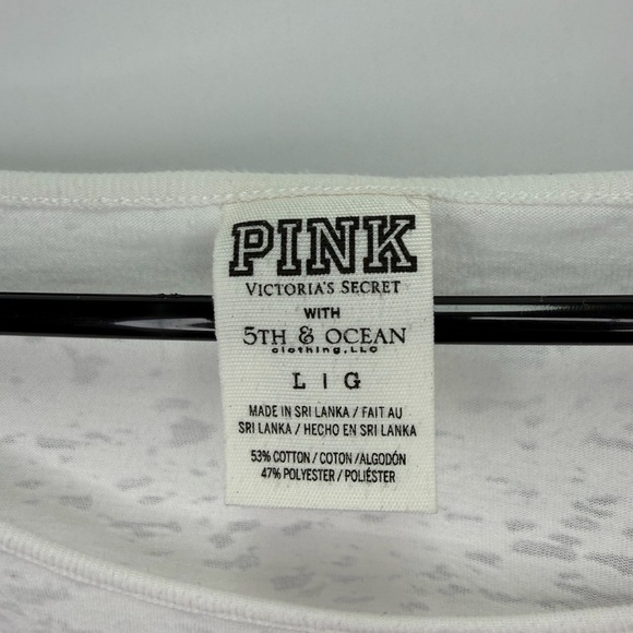 Victorias Secret Pink White Heather Long Sleeve Rhinestone Cardinals Shirt Large - Picture 4 of 5